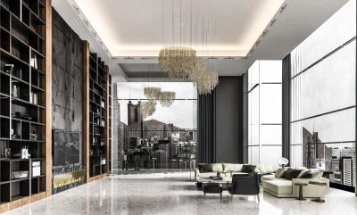 现代酒店休息区3D模型下载